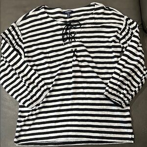 Chaps Black and White Striped Top, size S